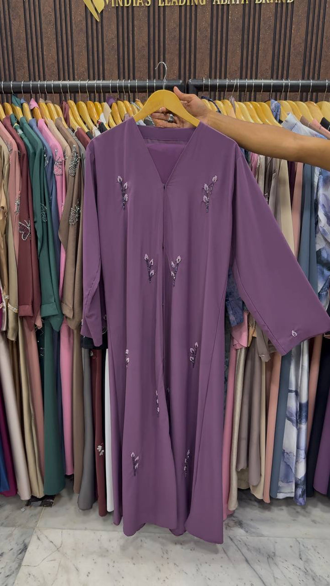 MEHAK FRONT OPEN ABAYA | PURPLE