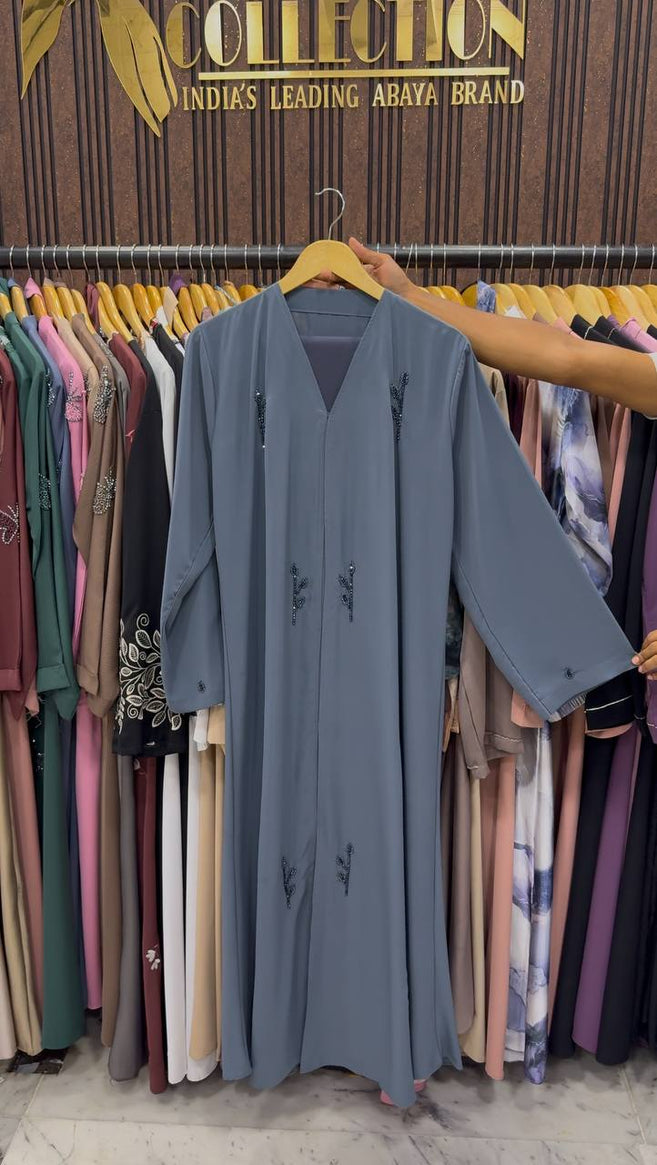 MEHAK FRONT OPEN ABAYA | GRAY
