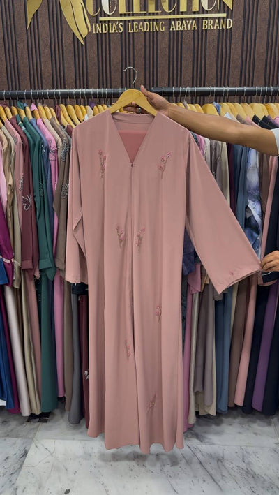MEHAK FRONT OPEN ABAYA | PEACH