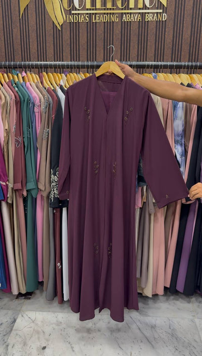 MEHAK FRONT OPEN ABAYA | WINE