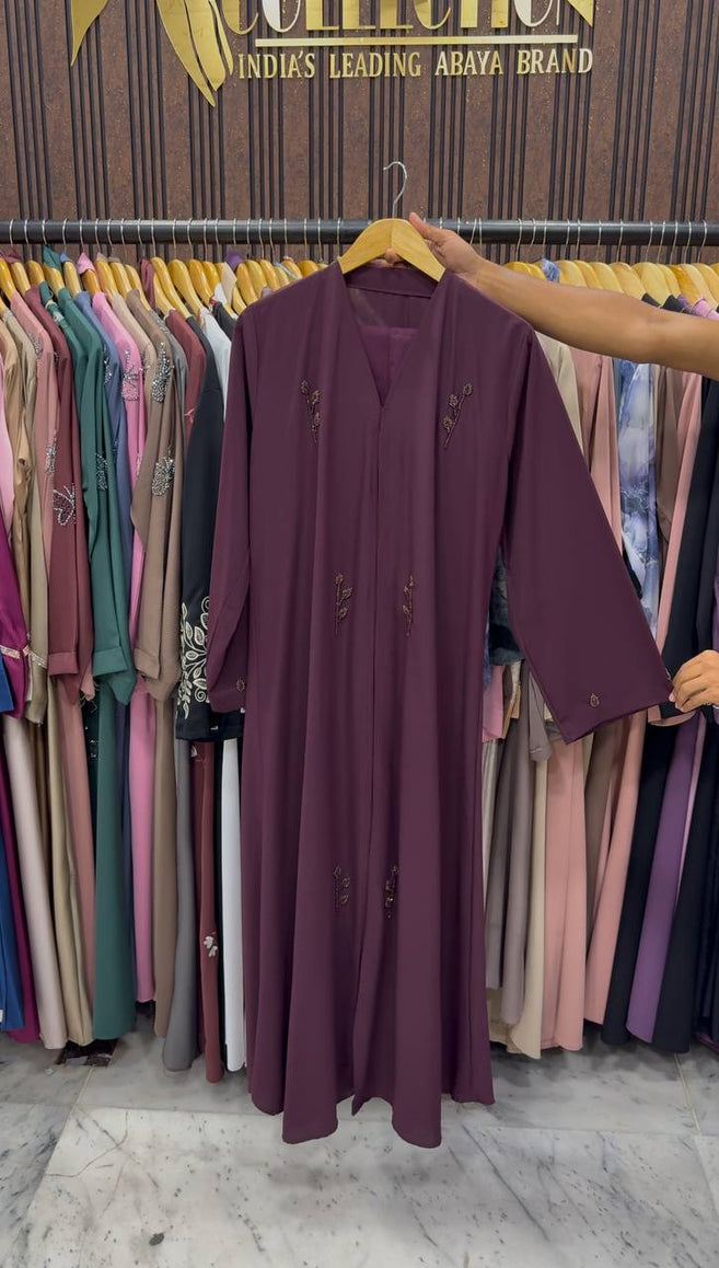 MEHAK FRONT OPEN ABAYA | WINE