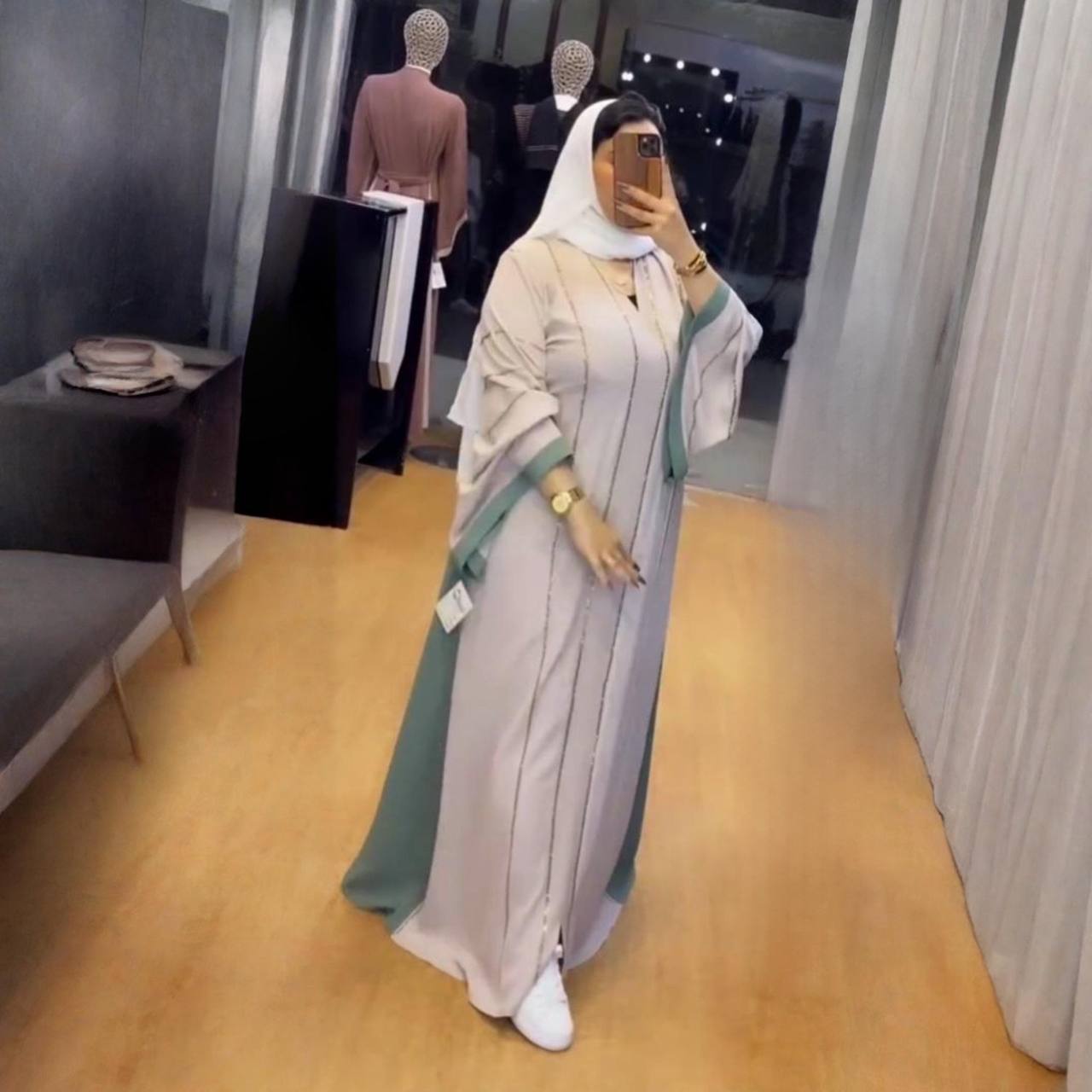 AL-ALINA FULLY CLOSED ABAYA | NUDE