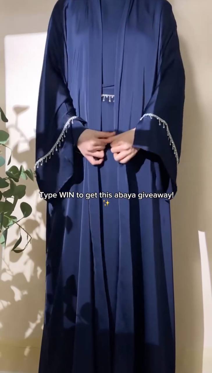 SAFFIA DOUBLE SHRUG LACE ABAYA | NAVY BLUE