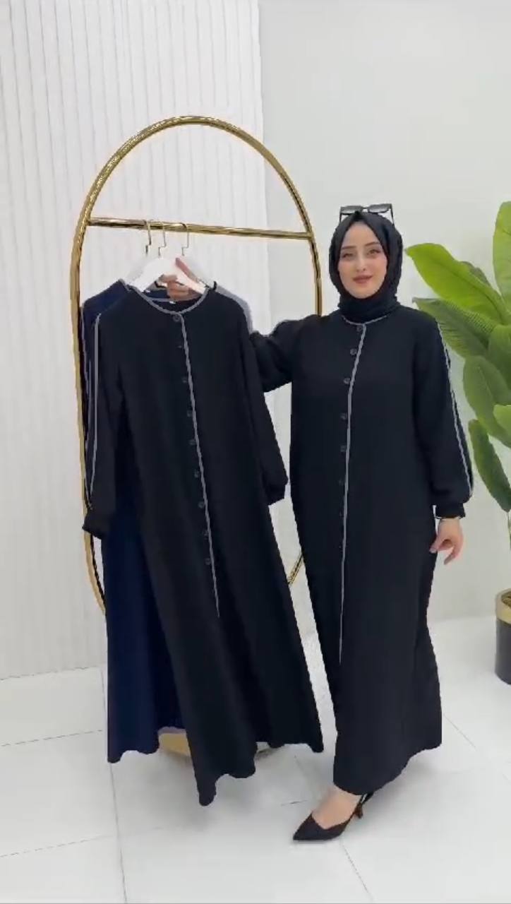 Nima Front Open Abaya BLACK ( NEW LAUNCH )