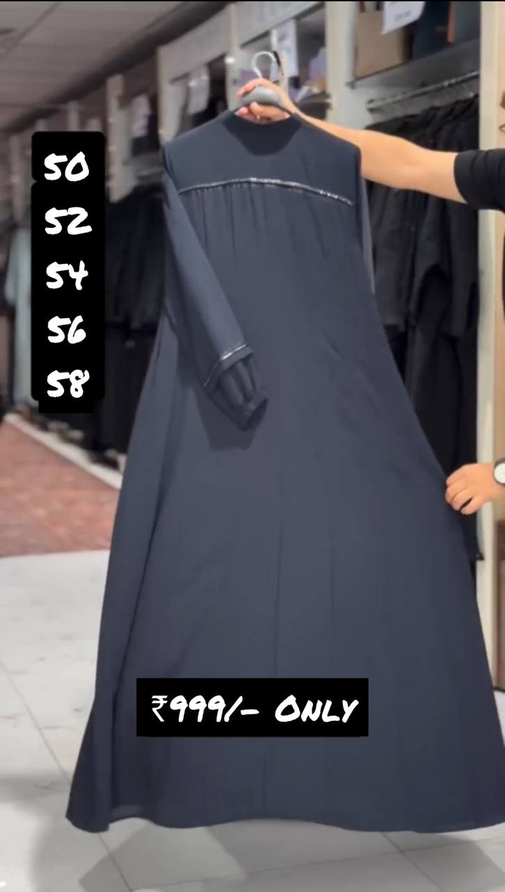 Hiza Imported Zipper Abaya DARK GRAY ( NEW LAUNCH )