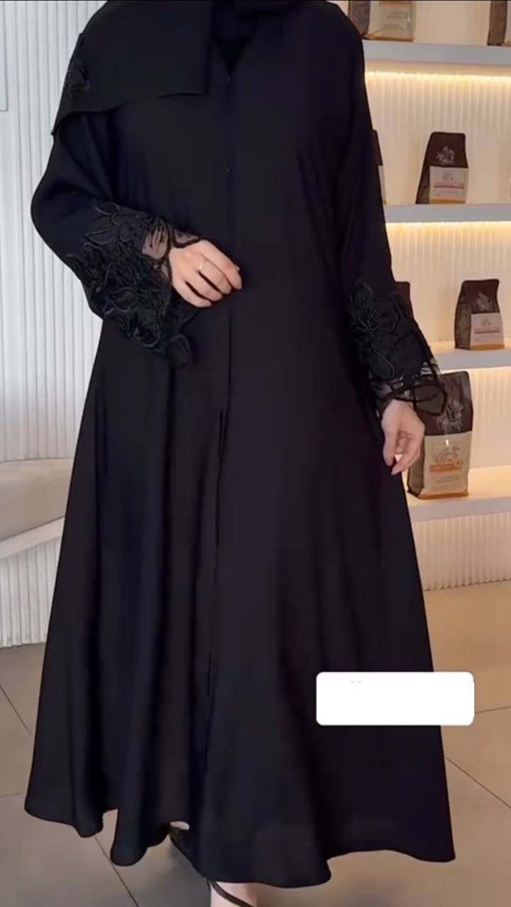TARA FRONT OPEN ABAYA | BLACK