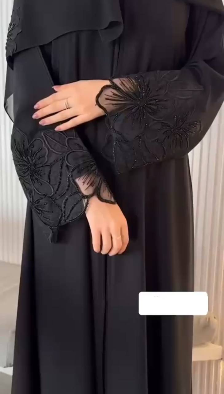 TARA FRONT OPEN ABAYA | BLACK