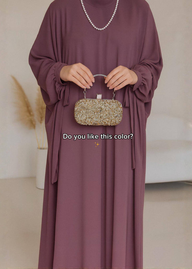 FROZEN DOUBLE SHRUG ABAYA | DUSTY PINK