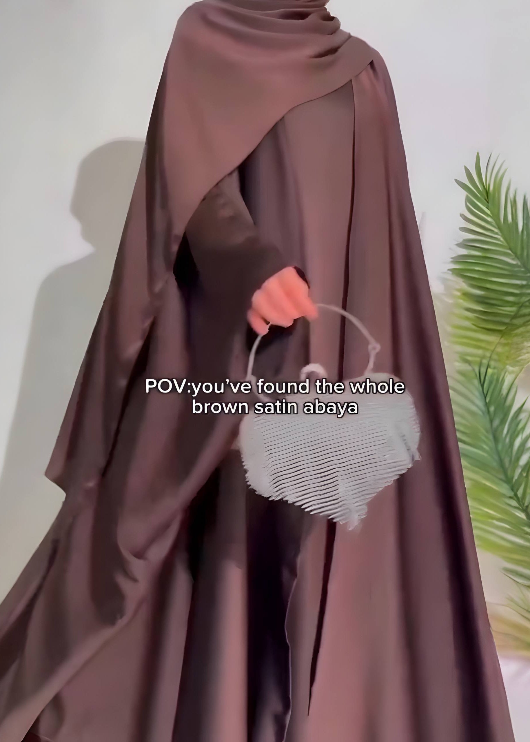 SAJAL DOUBLE SHRUG ABAYA | COFFEE