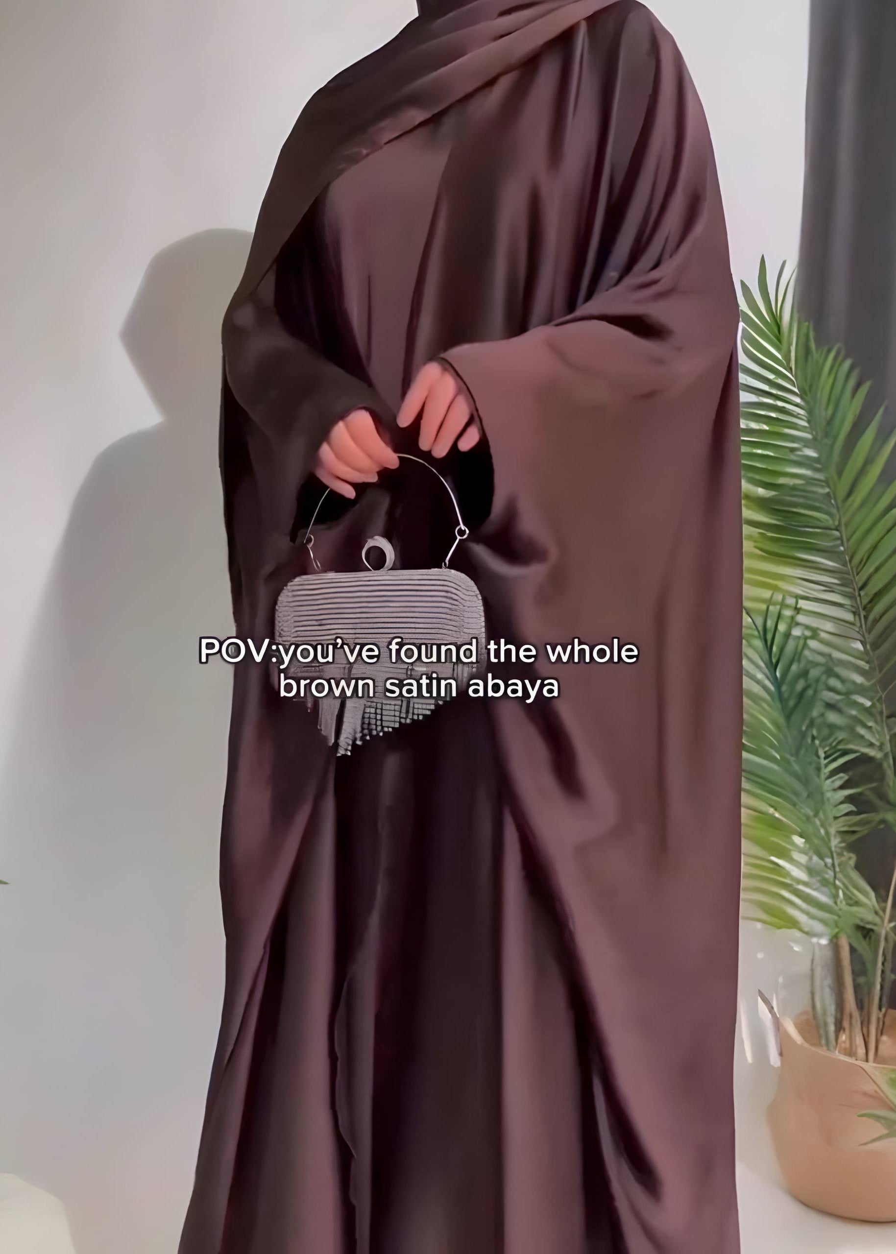 SAJAL DOUBLE SHRUG ABAYA | COFFEE