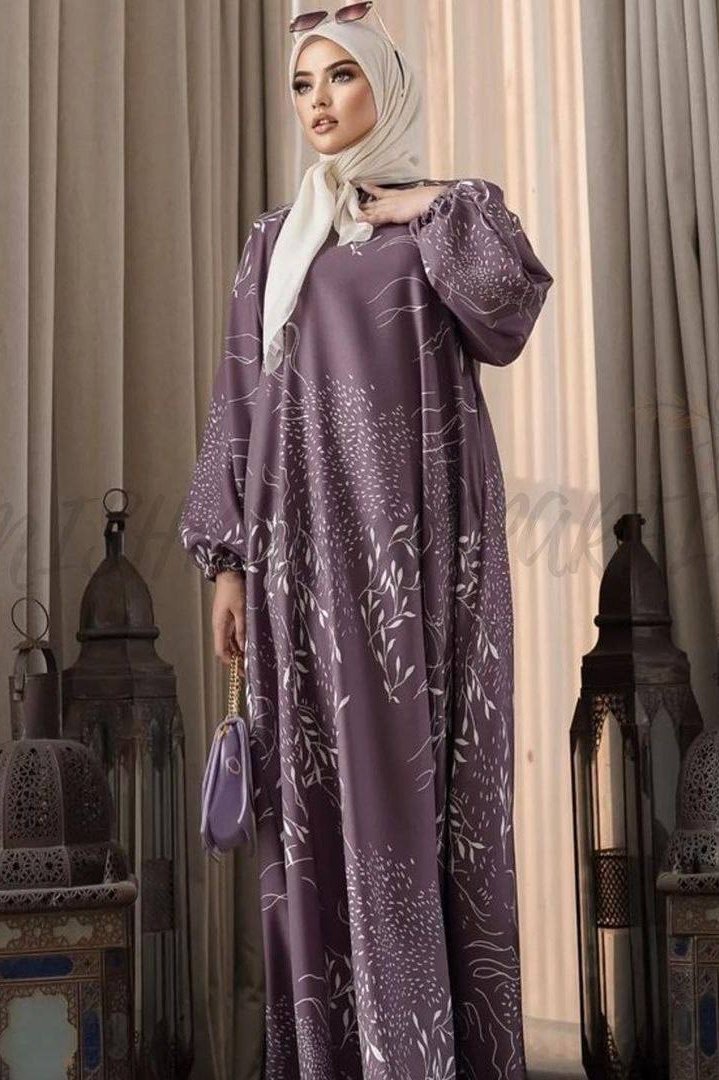 ALIZA ORIGNAL PRINTED ABAYA - ( LITE PURPLE )