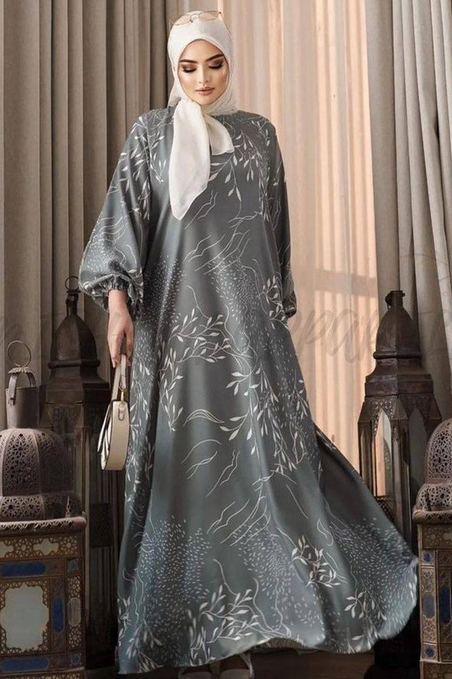 ALIZA PRINTED ABAYA | GRAY