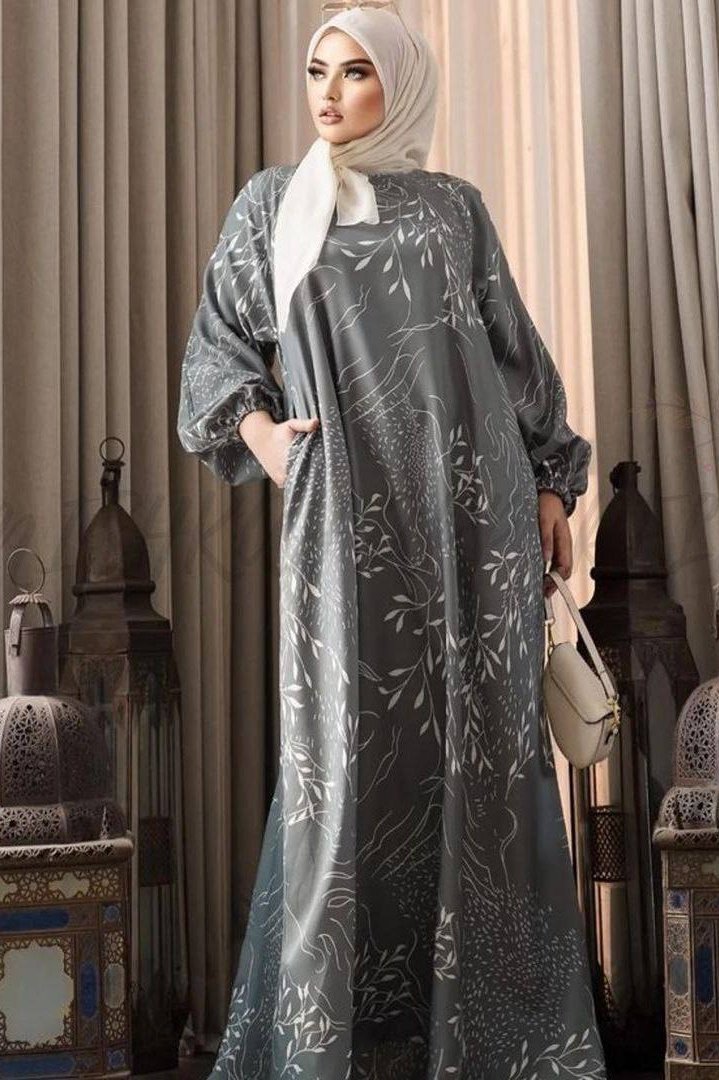 ALIZA ORIGNAL PRINTED ABAYA - ( GRAY )