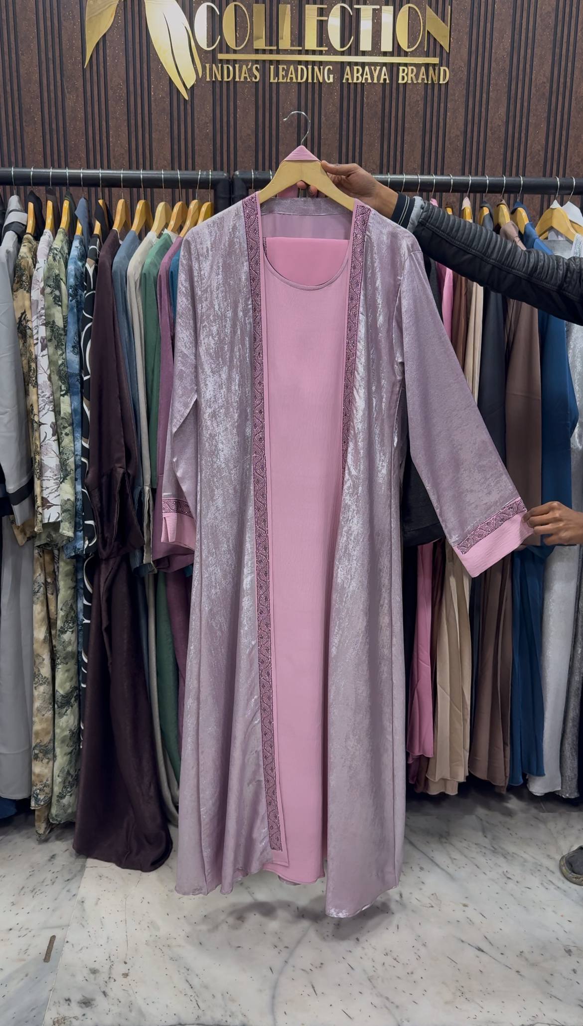 AL-ALIZA DOUBLE SHRUG ABAYA | PINK