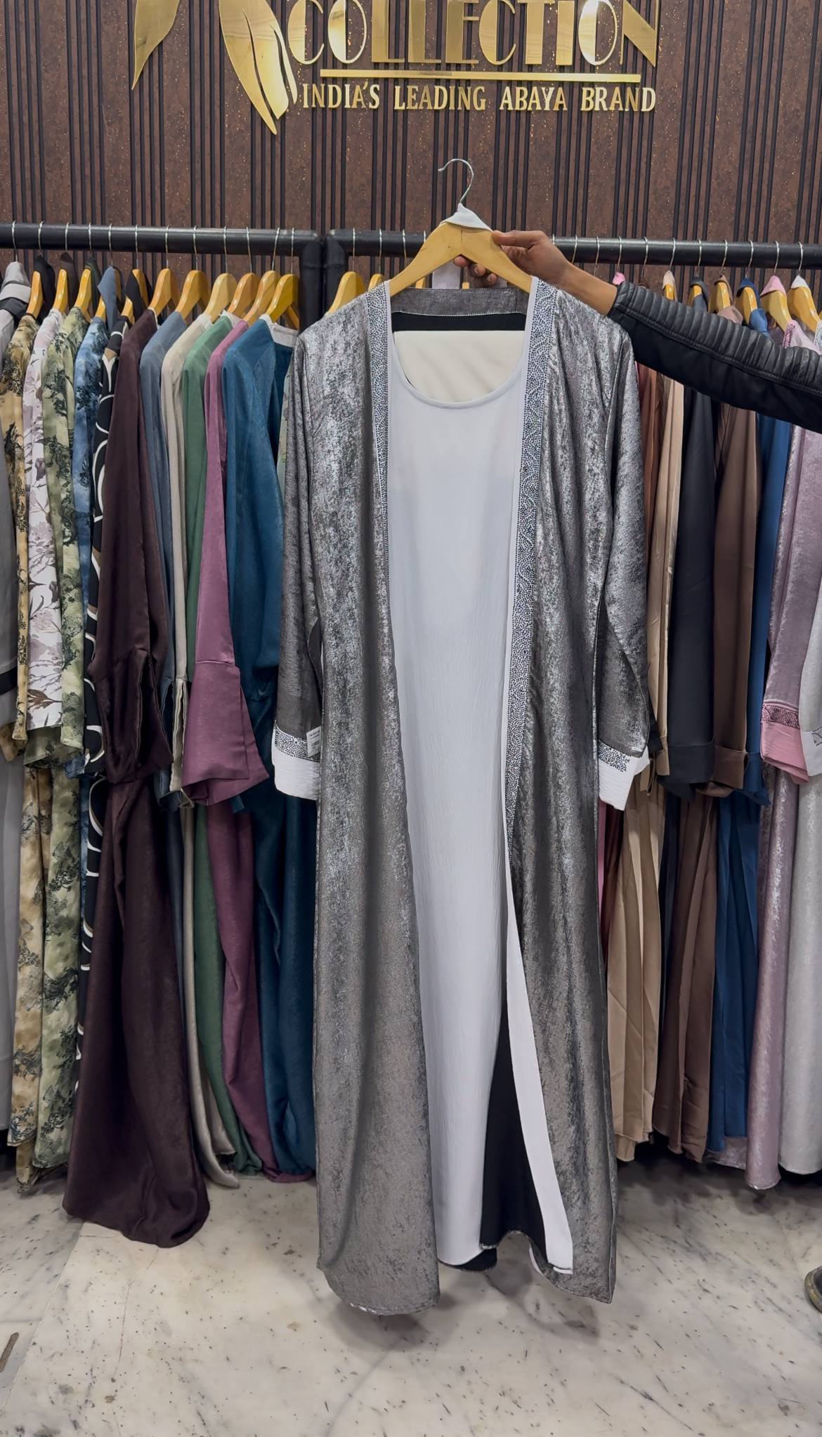 AL-ALIZA DOUBLE SHRUG ABAYA | GRAY