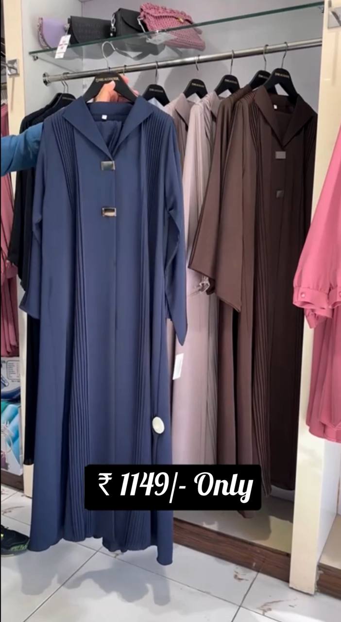 Ayzal Front Open Pintex Coat Style Abaya - BLUE ( NEW LAUNCH )