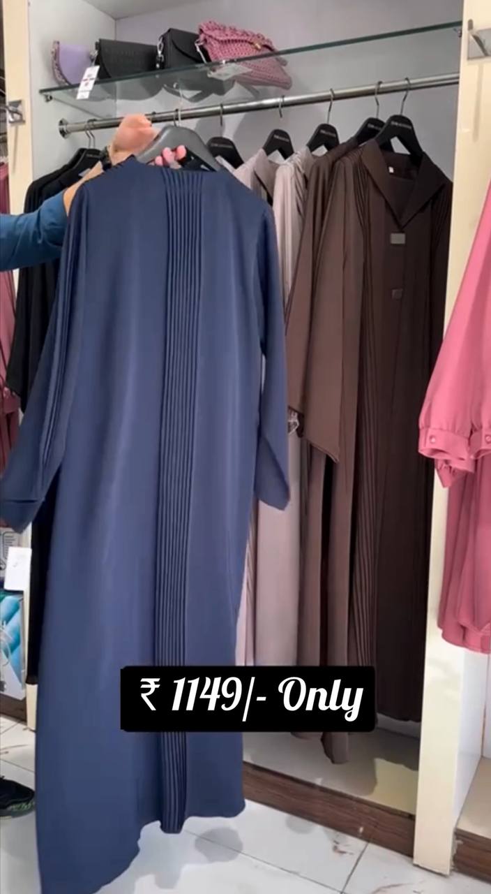 Ayzal Front Open Pintex Coat Style Abaya - BLUE ( NEW LAUNCH )