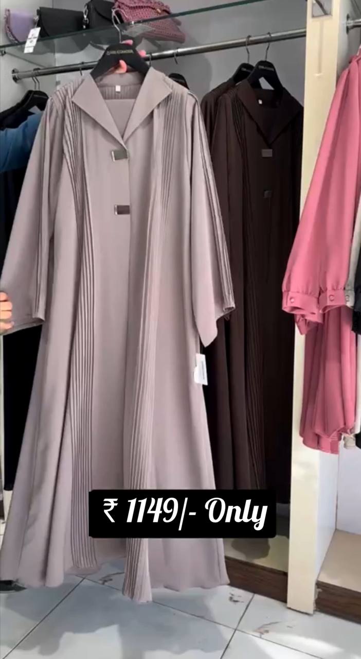 Ayzal Front Open Pintex Coat Style Abaya - NUDE ( NEW LAUNCH )