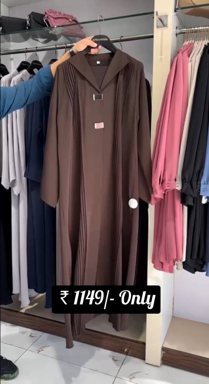 Ayzal Front Open Pintex Coat Style Abaya - COFFEE ( NEW LAUNCH )