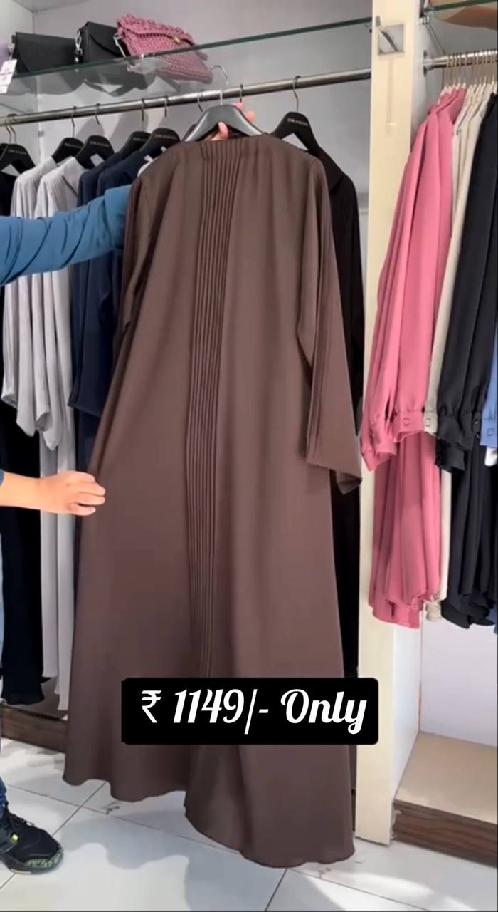 Ayzal Front Open Pintex Coat Style Abaya - COFFEE ( NEW LAUNCH )