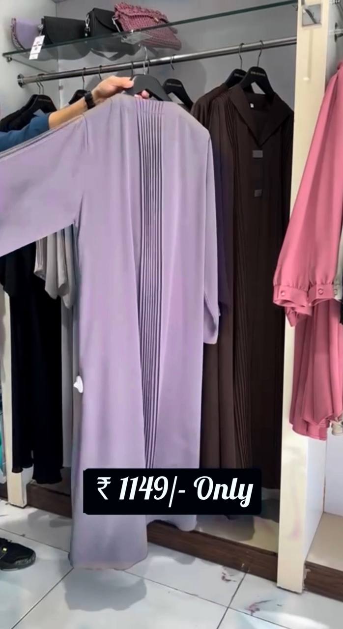 Ayzal Front Open Pintex Coat Style Abaya - LIL LAVENDER ( NEW LAUNCH )