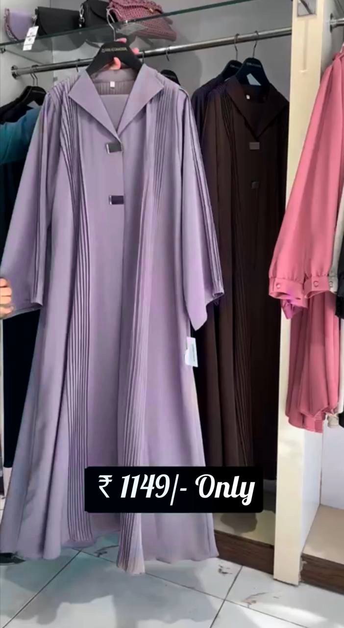 Ayzal Front Open Pintex Coat Style Abaya - LIL LAVENDER ( NEW LAUNCH )