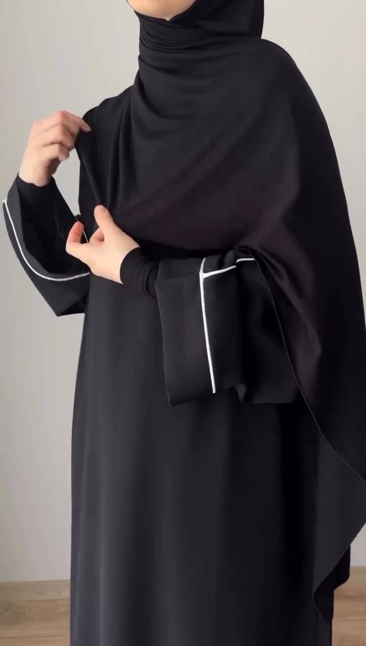 Hania Plain Pipin Abaya - BLACK ( NEW LAUNCH )