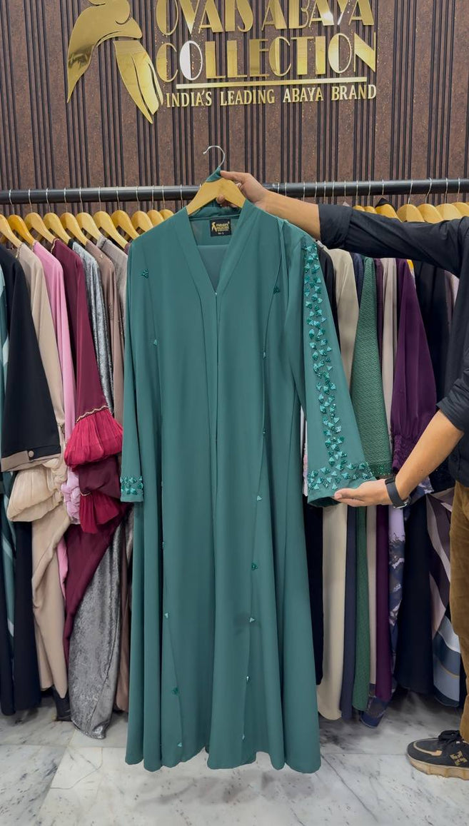 AL-HANA FRONT OPEN ABAYA | SEA GREEN