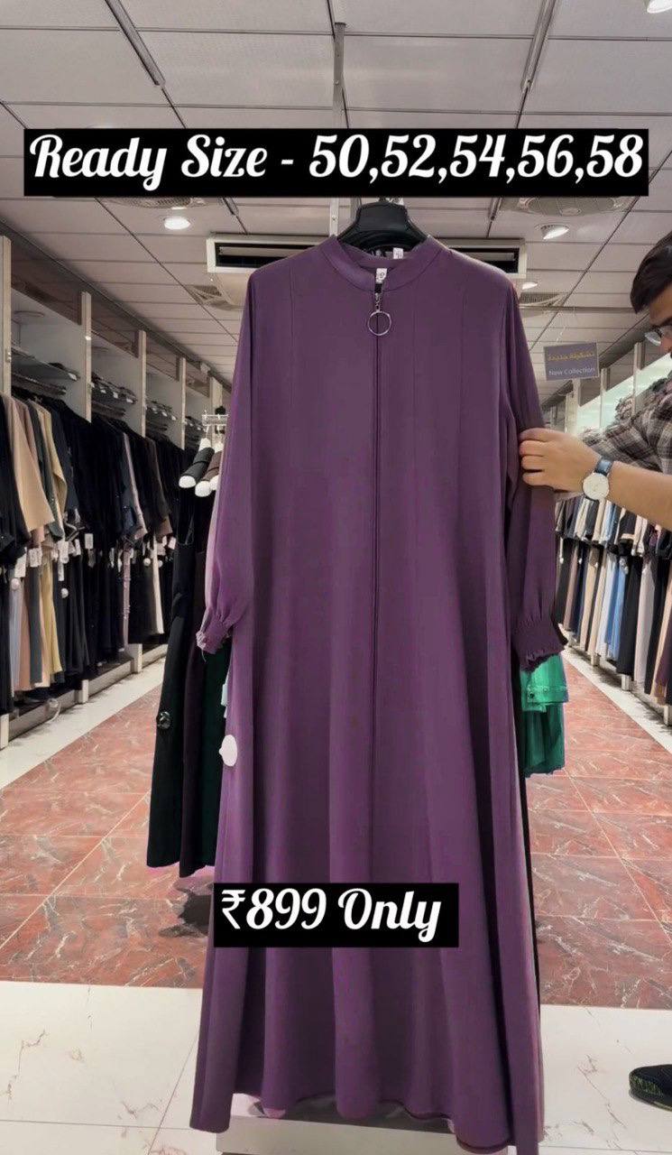 MEHNAAZ PINTEX ZIPPER ABAYA | PURPLE