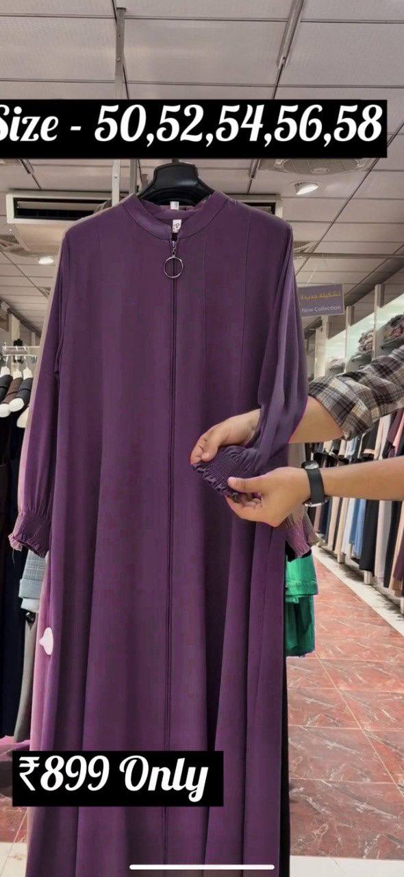 MEHNAAZ PINTEX ZIPPER ABAYA | PURPLE