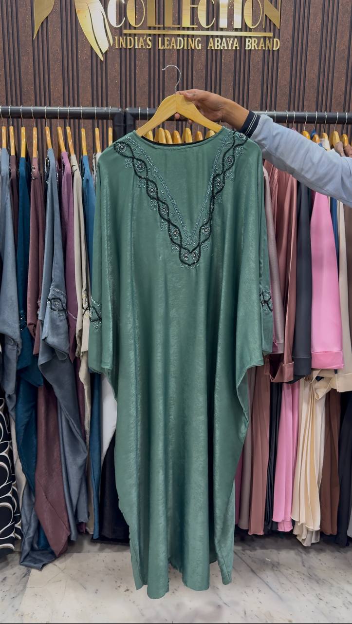 GULAFSHA HANDWORK ABAYA | SEA GREEN