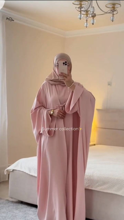 ALISHBAH BOW KAFTAN ABAYA | PINK