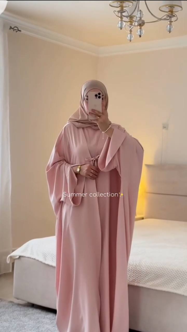 ALISHBAH BOW KAFTAN ABAYA | PINK