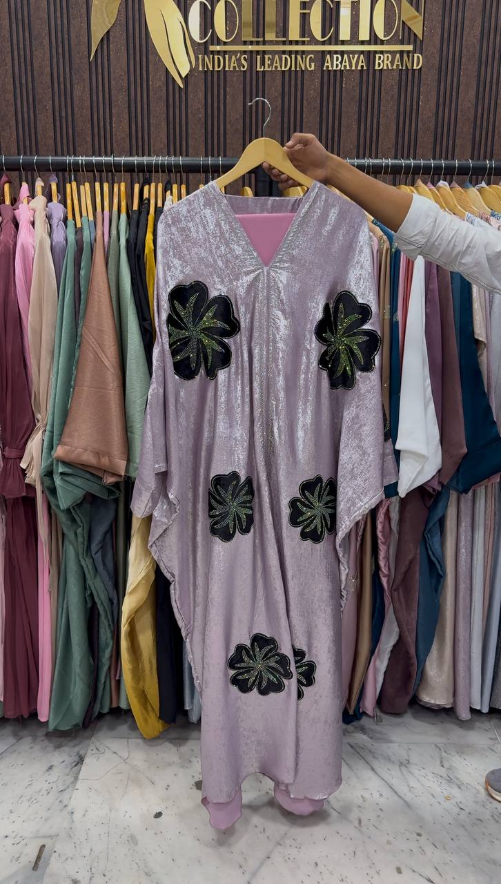 WAJIHA PATCHWORK ABAYA | PINK