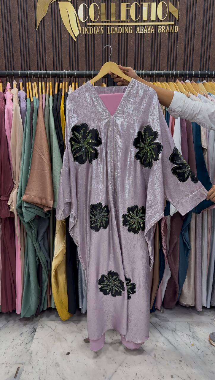 WAJIHA PATCHWORK ABAYA | PINK