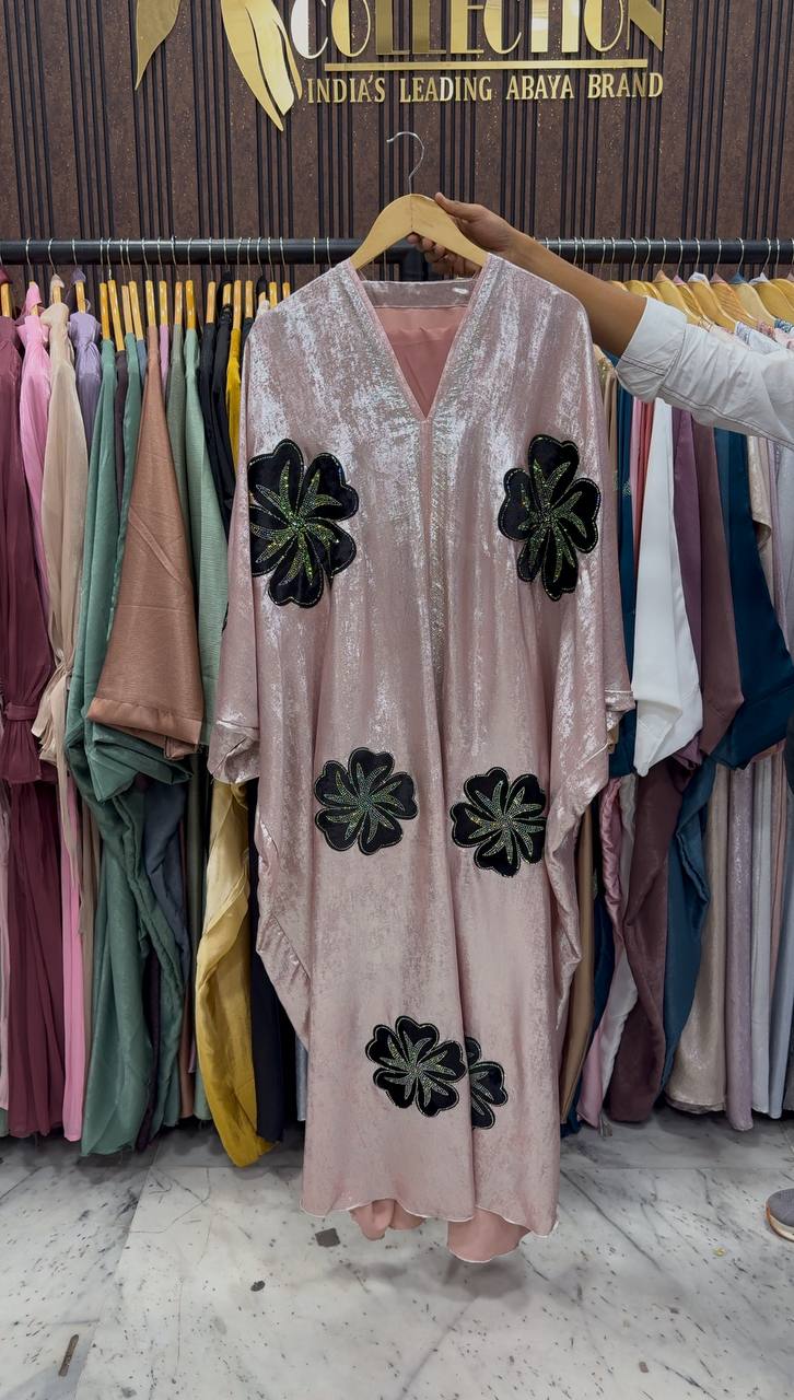 WAJIHA PATCHWORK ABAYA | PEACH