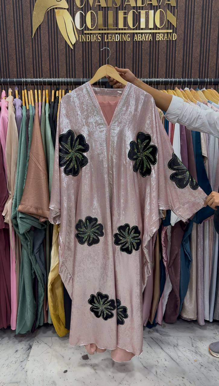WAJIHA PATCHWORK ABAYA | PEACH