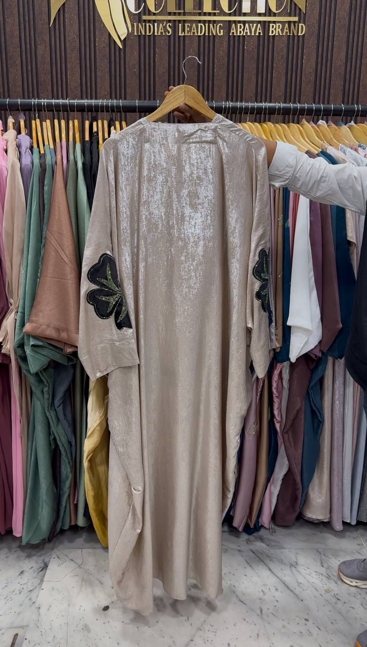 WAJIHA PATCHWORK ABAYA | NUDE