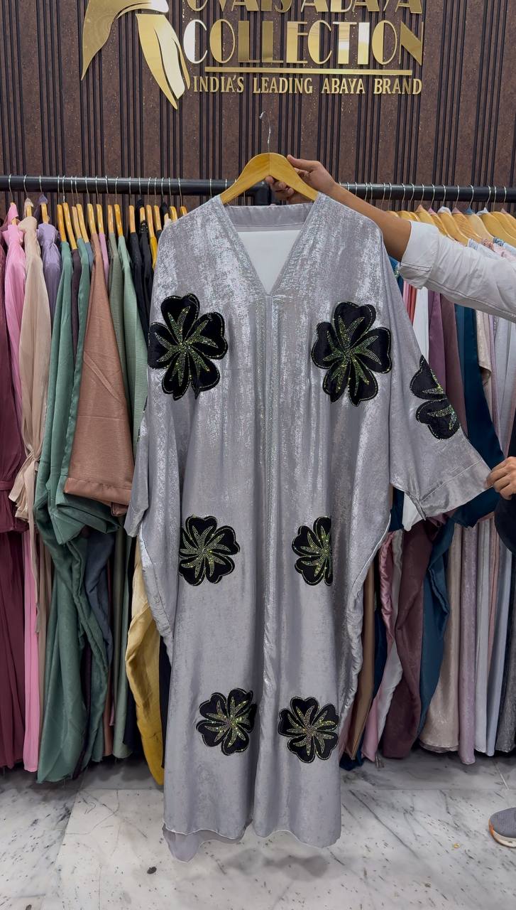 WAJIHA PATCHWORK ABAYA | GRAY