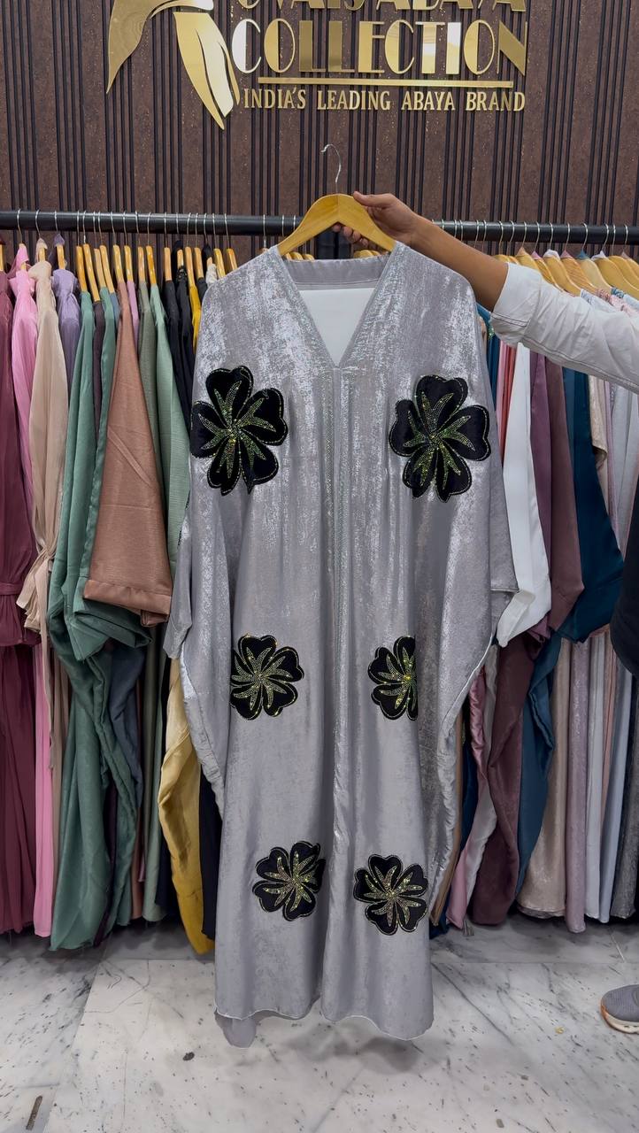 WAJIHA PATCHWORK ABAYA | GRAY