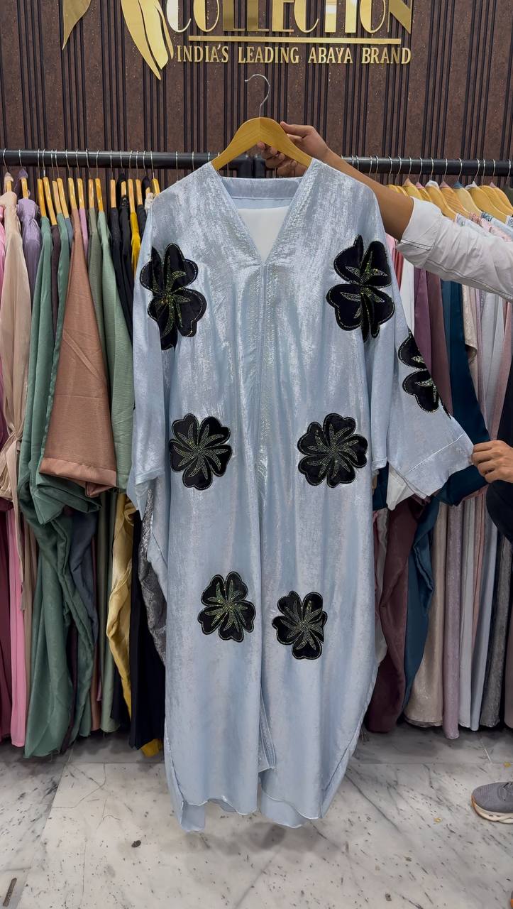 WAJIHA PATCHWORK ABAYA | SKY BLUE