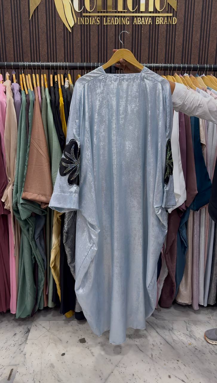 WAJIHA PATCHWORK ABAYA | SKY BLUE