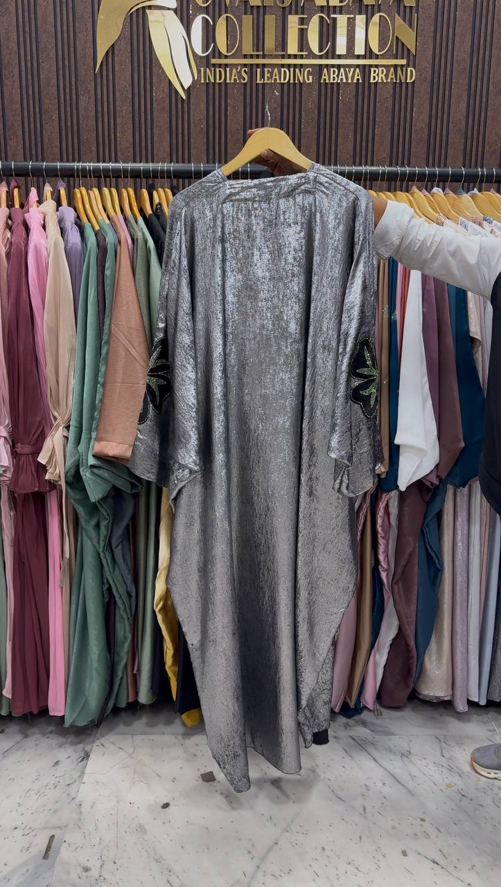 WAJIHA PATCHWORK ABAYA | DARK GRAY