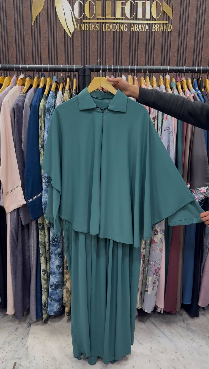HABIBI CAP ABAYA | SEA GREEN