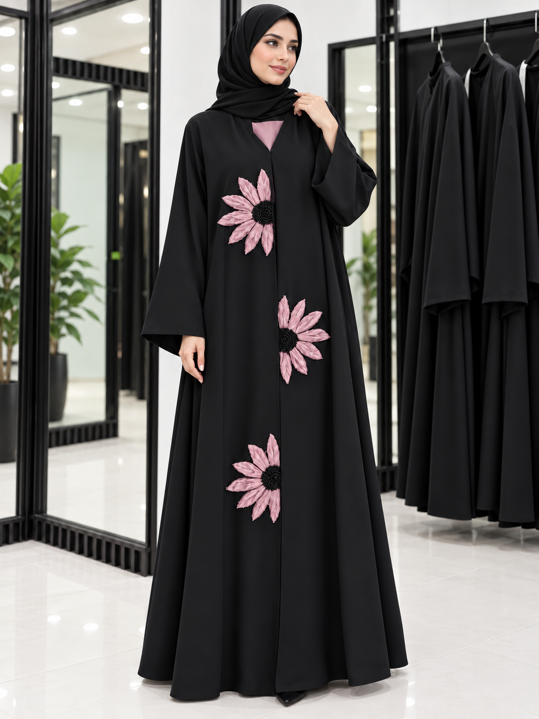 RAIBAH HANDWORK ABAYA | PINK