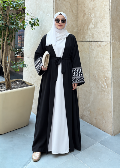 SHAHEEN DOUBLE SHRUG ABAYA | BLACK