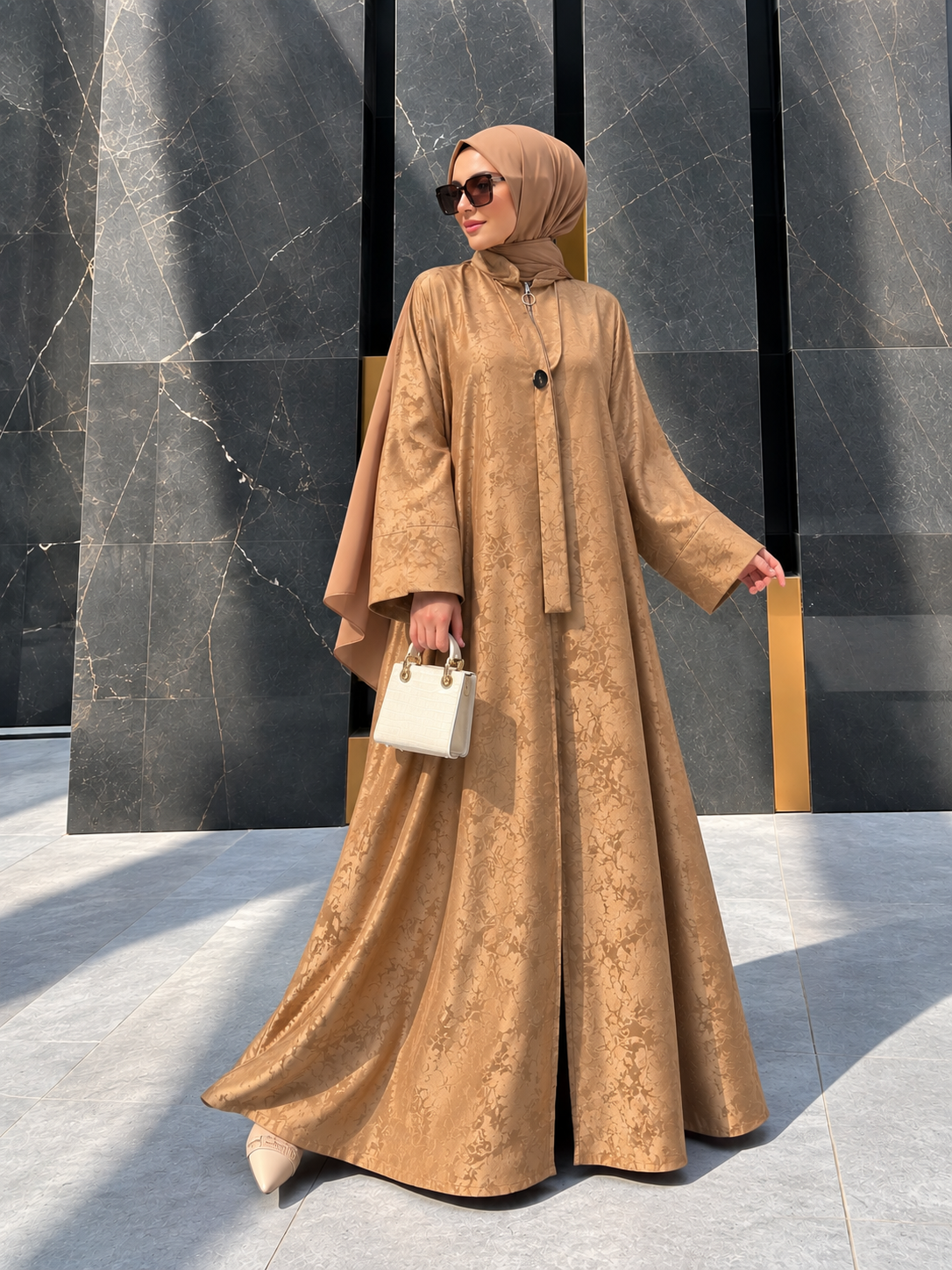 SHIBRA FRONT OPEN ABAYA | GOLDEN
