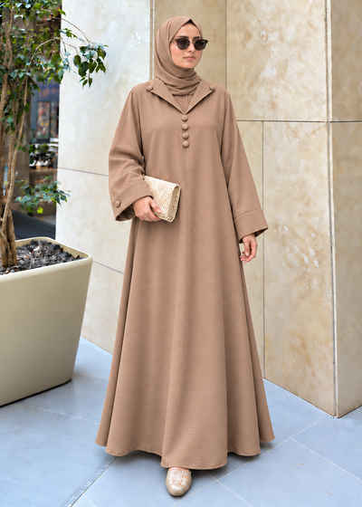 ARISHFA FULLY CLOSED ABAYA | PEACH