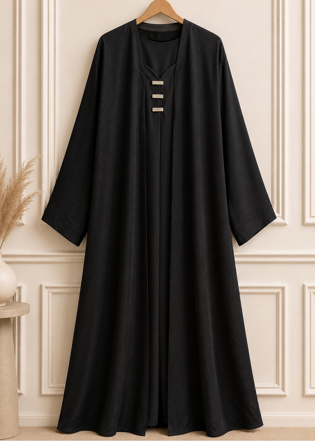 TAMANNAH DOUBLE SHRUG ABAYA | BLACK