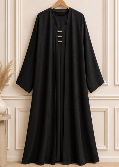 TAMANNAH DOUBLE SHRUG ABAYA | BLACK